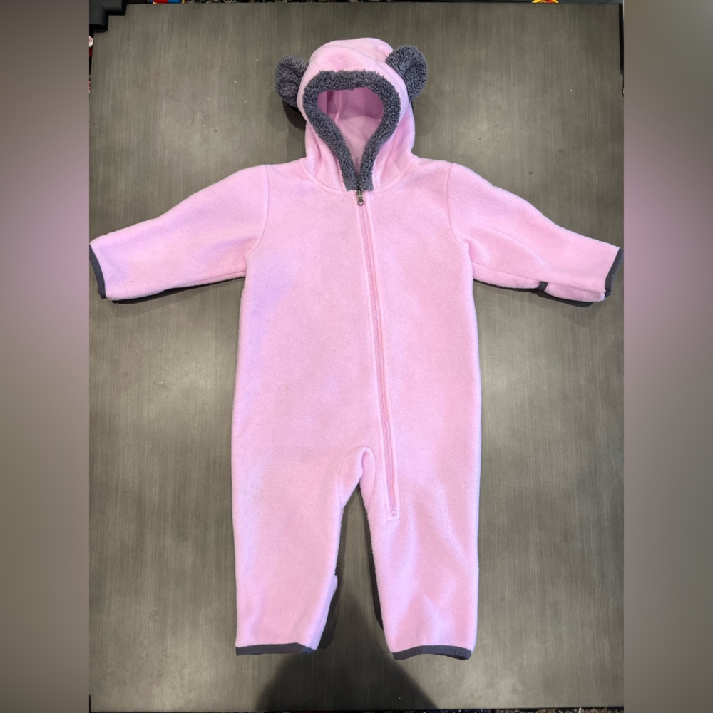Columbia Pink and Gray Fleece Bunting sz 6-12M